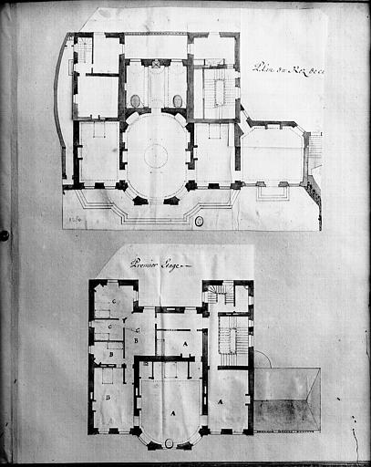 Pavillon des Bains, plan du rez-de-chaussée et premier étage