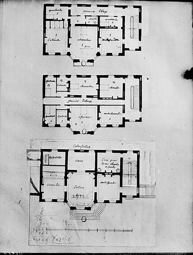 Pavillon des Bains, plan du rez-de-chaussée, avec la retombe