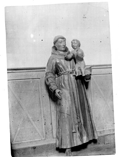 Statue en bois, saint Antoine portant l'enfant