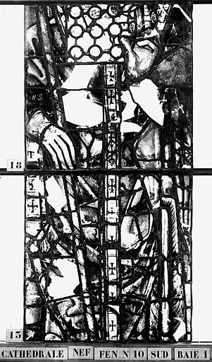 Vitrail, nef, fenêtre 10 sud, baie 1, panneaux 13, 18