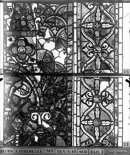 Vitrail, nef, fenêtre 10 sud, baie 1, panneaux 21, 22, 26, 27