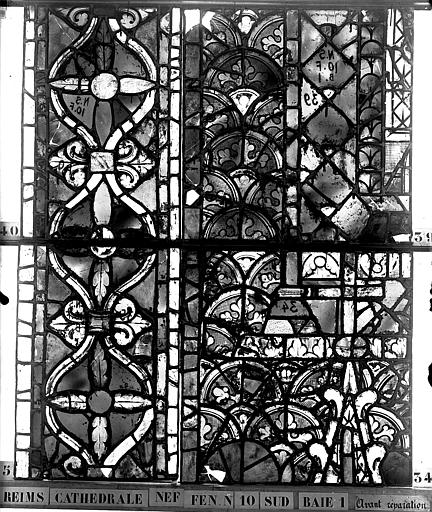 Vitrail, nef, fenêtre 10 sud, baie 1, panneaux 34, 35, 39, 40