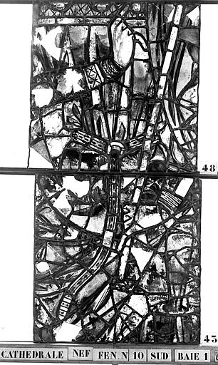 Vitrail, nef, fenêtre 10 sud, baie 1, panneaux 43, 48
