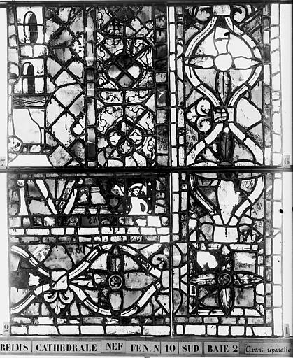 Vitrail, nef, fenêtre 10 sud, baie 2, panneaux 1, 2, 6, 7