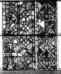 Vitrail, nef, fenêtre 10 sud, baie 2, panneaux 31, 32, 36, 37