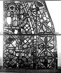 Vitrail, nef, fenêtre 10 sud, baie 2, panneaux 51, 52, 56, 57
