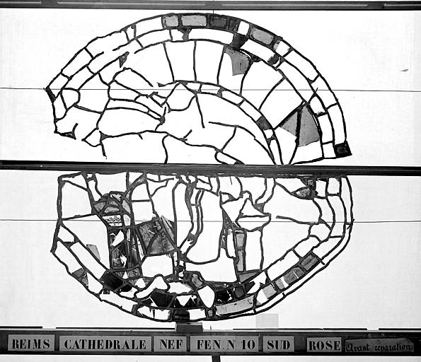Vitrail, nef, fenêtre 10, rose et écoinçons, panneau 11