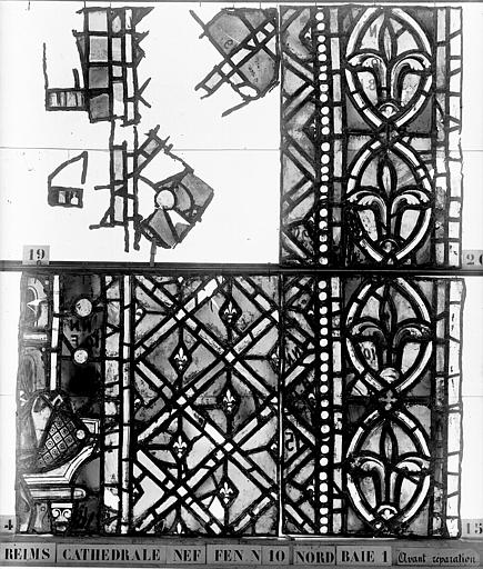 Vitrail, nef, fenêtre 10 nord, baie 1, panneaux 14, 15, 19, 20