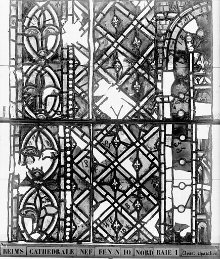 Vitrail, nef, fenêtre 10 nord, baie 1, panneaux 14, 15, 19, 20