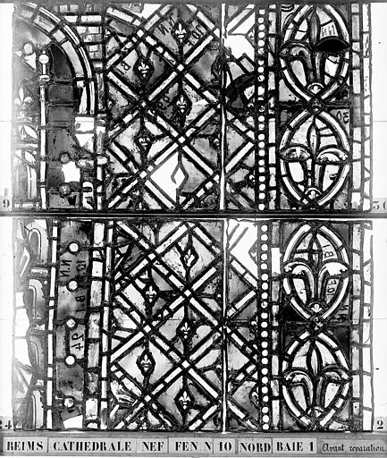 Vitrail, nef, fenêtre 10 nord, baie 1, panneaux 24, 25 29, 30