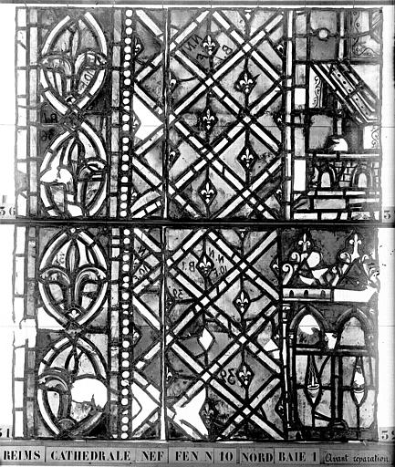 Vitrail, nef, fenêtre 10 nord, baie 1, panneaux 31, 32, 36, 37