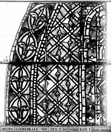 Vitrail, nef, fenêtre 10 nord, baie 1, panneaux 51, 52, 56, 57