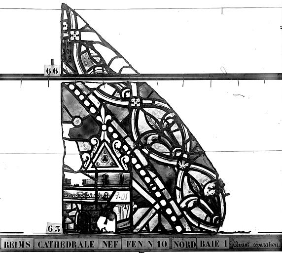 Vitrail, nef, fenêtre 10 nord, baie 1, panneaux 63, 66