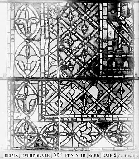 Vitrail, nef, fenêtre 10 nord, baie 2, panneaux 1, 2, 6, 7