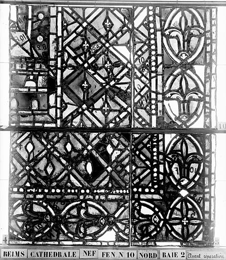 Vitrail, nef, fenêtre 10 nord, baie 2, panneaux 4, 5, 10