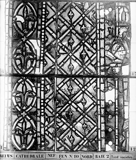 Vitrail, nef, fenêtre 10 nord, baie 2, panneaux 11, 12, 16, 17
