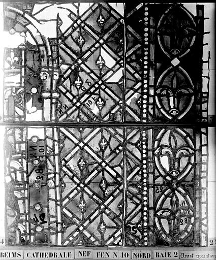 Vitrail, nef, fenêtre 10 nord, baie 2, panneaux 24, 25, 29, 30