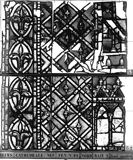Vitrail, nef, fenêtre 10 nord, baie 2, panneaux 31, 32, 36, 37
