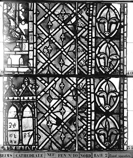 Vitrail, nef, fenêtre 10 nord, baie 2, panneaux 34, 35, 39, 40