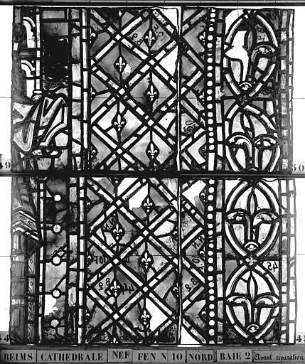 Vitrail, nef, fenêtre 10 nord, baie 2, panneaux 44, 45, 49, 50