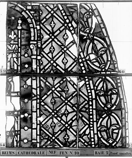 Vitrail, nef, fenêtre 10 nord, baie 2, panneaux 54, 55, 59, 60