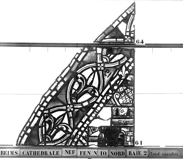 Vitrail, nef, fenêtre 10 nord, baie 2, panneaux 61, 64