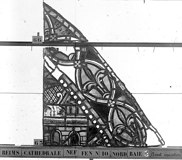 Vitrail, nef, fenêtre 10 nord, baie 2, panneaux 63, 66
