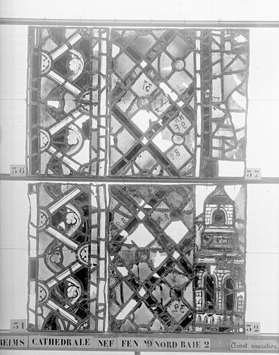 Vitrail, nef, fenêtre 9, au nord, baie 2, panneaux 31, 32, 36, 37