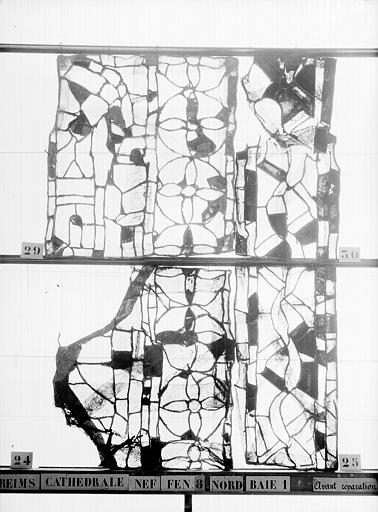 Vitrail, nef, fenêtre 8, au nord, baie 1, panneaux 23, 25, 29, 30