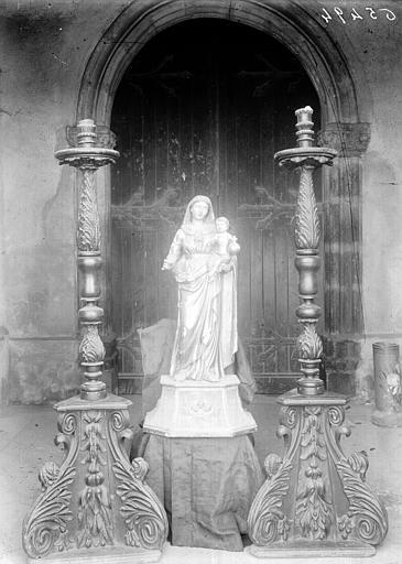 Lampadaires (deux) et Vierge à l'Enfant, bois