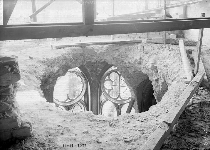 Deuxième chapelle rayonnante sud, état de la voûte, vue par dessus