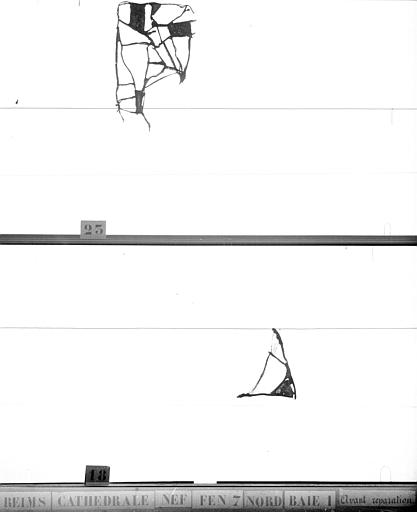 Vitrail, fenêtre 7, au nord, baie 1, panneaux et débris