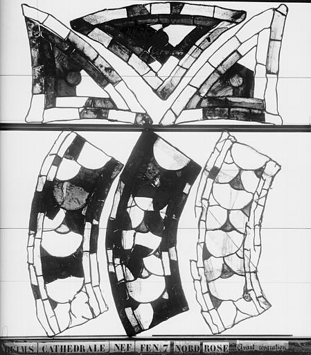 Vitrail, fenêtre 7, au nord, rose et écoinçons