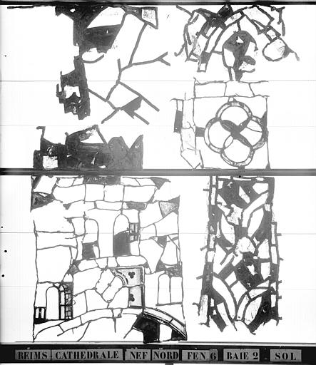 Vitrail, nef, côté nord, fenêtre 6, baie 2, débris au sol