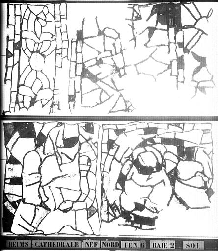 Vitrail, nef, côté nord, fenêtre 6, baie 2, débris au sol