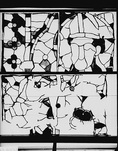 Vitrail, nef, côté nord, fenêtre 6, baie 2, débris au sol