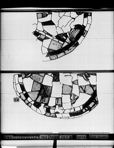 Vitrail, nef, côté nord, fenêtre 6, rose et écoinçons