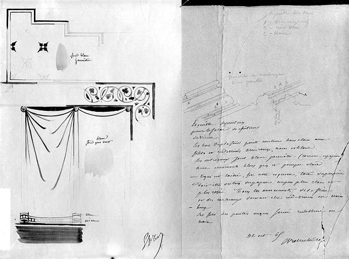 Dessin et note manuscrite