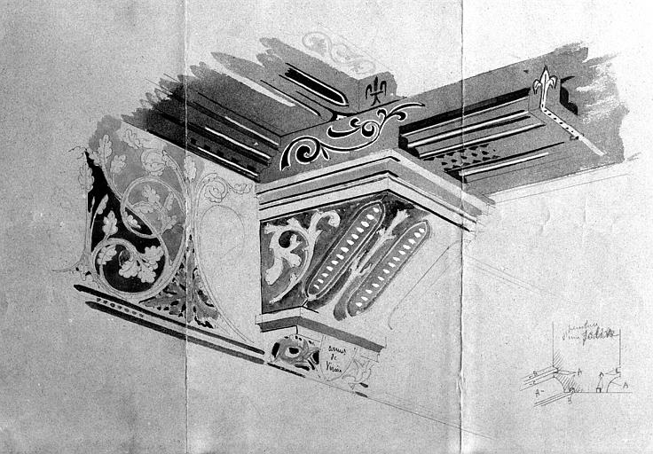 Dessin aquarellé : départ de plafond