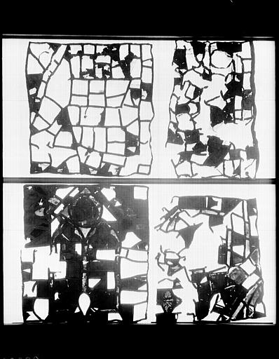 Vitrail, nef, côté sud, fenêtre 4, baie 1, panneau et débris au sol