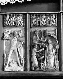 Bas-relief en albâtre anglais : saint Michel et l'Annonciation