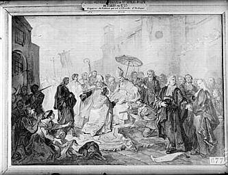Tableau : Entrée solennelle à Orléans de Monseigneur Nicolas Joseph de Pas, equisse du tableau conservé à l'évêché