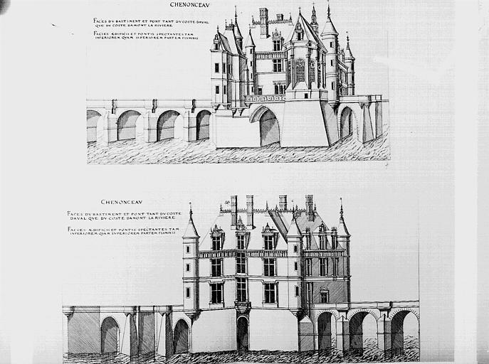 Château de Bohier : élévations des façade ouest et est