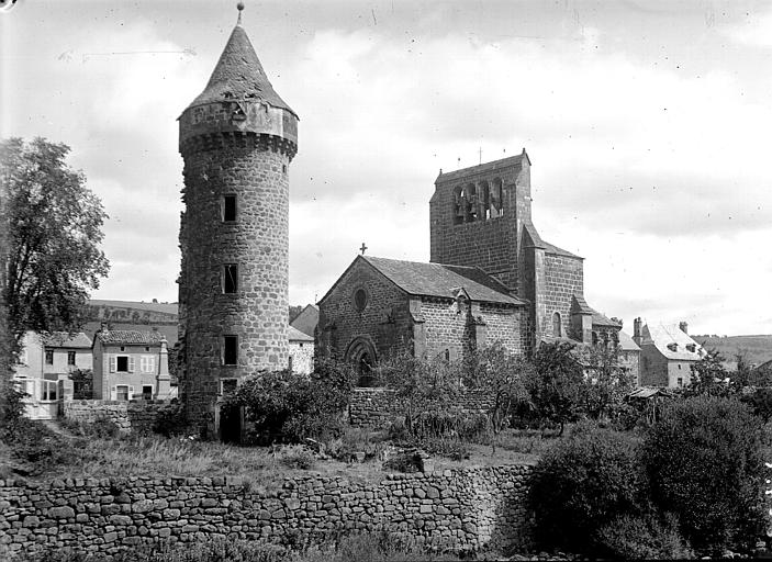 Vue générale prise du sud-ouest : Tour du château et église