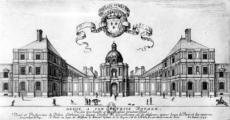 Vue et perspective du palais d'Orléans ci-devant l'hôtel de Luxembourg, 1649