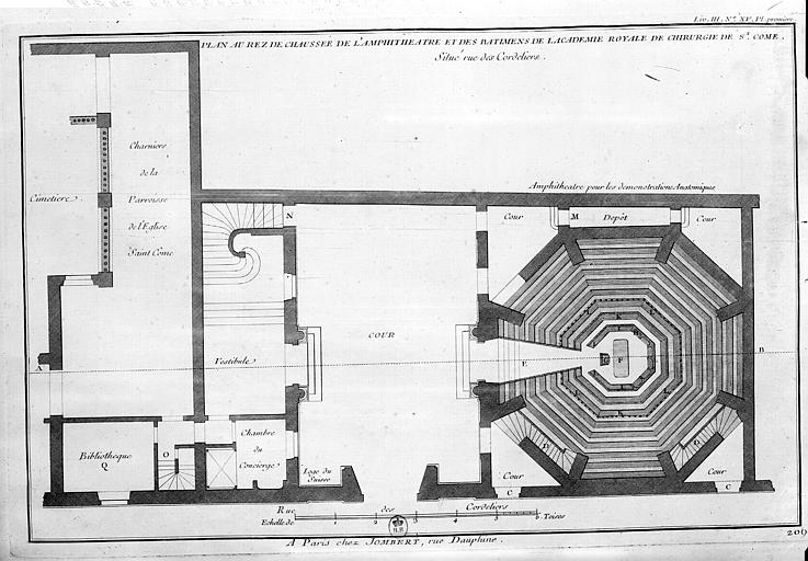 Amphithéâtre Saint-Côme, plan du rez-de-chaussée