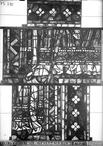 Vitrail de la nef, septième fenêtre au sud, bas de la baie 1 et 2