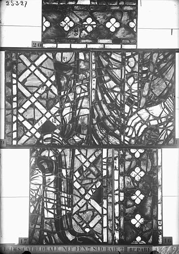 Vitrail de la nef, septième fenêtre au sud, bas de la baie 1 et 2