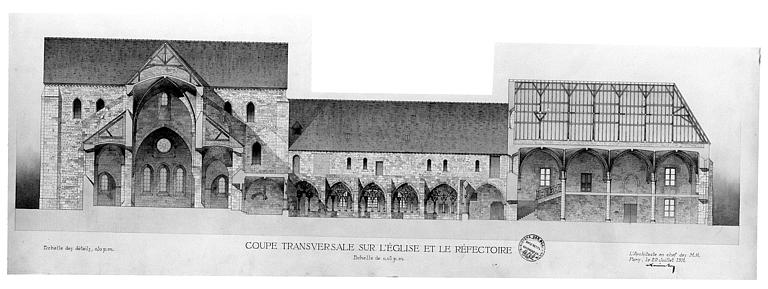 Eglise et réfectoire : Coupe transversale