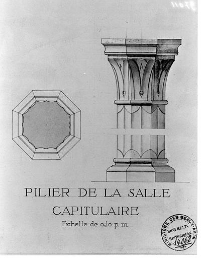 Salle capitulaire : Plan et coupe d'un pilier